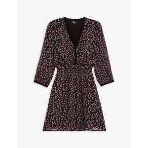 The Kooples NEW Floral Print Mini Bouquet Viscose Dress Black Size FR1/US Small